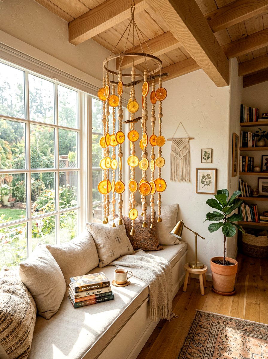 Hanging Citrus Mobile - 30 dried orange decor ideas