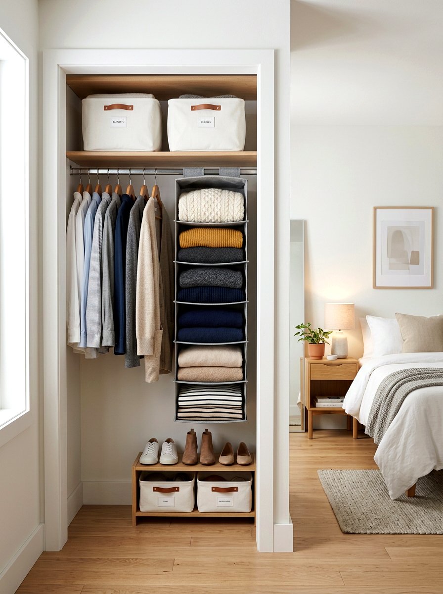 Hanging Closet Organizer - 30 bedroom storage ideas