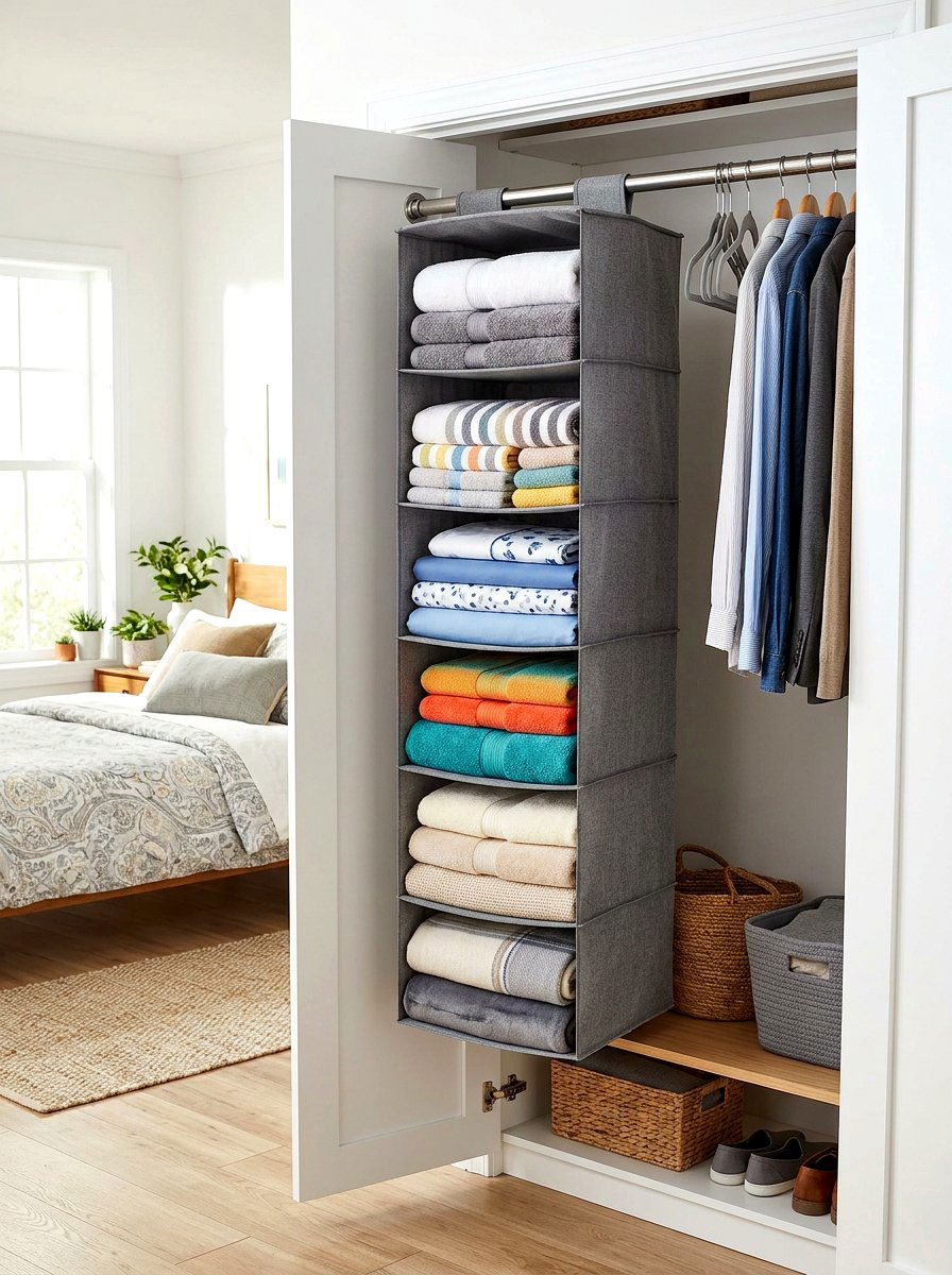 Hanging Closet Organizer - 30 linen closet organization ideas