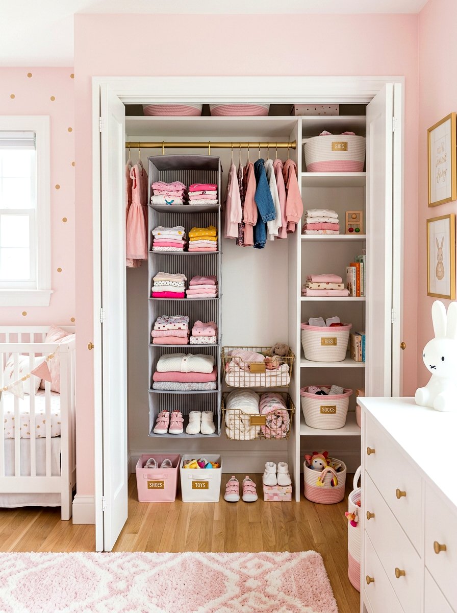 Hanging Closet Organizer - 30 toddler bedroom storage ideas