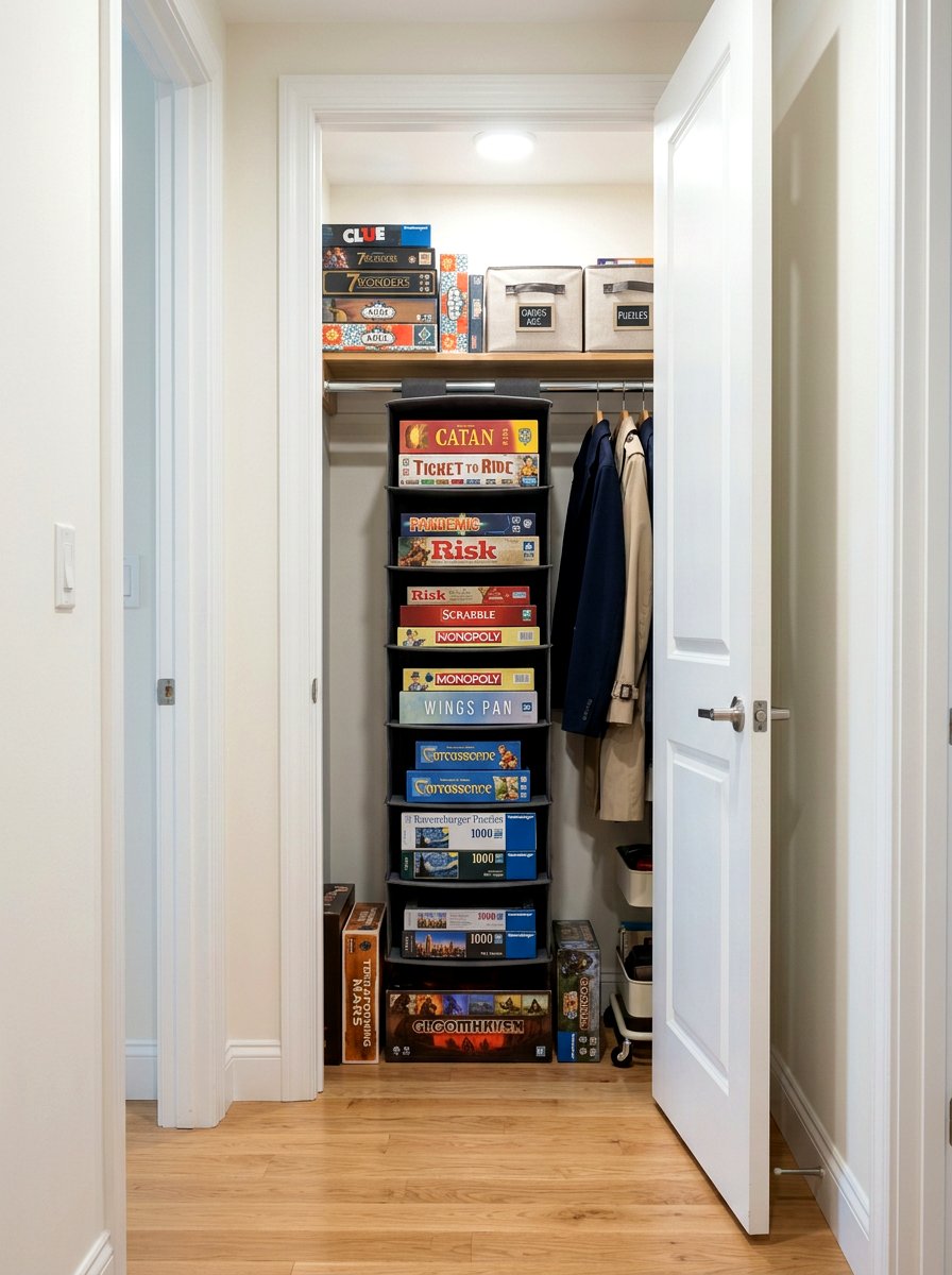 Hanging Closet Shelves - 30 board game storage ideas