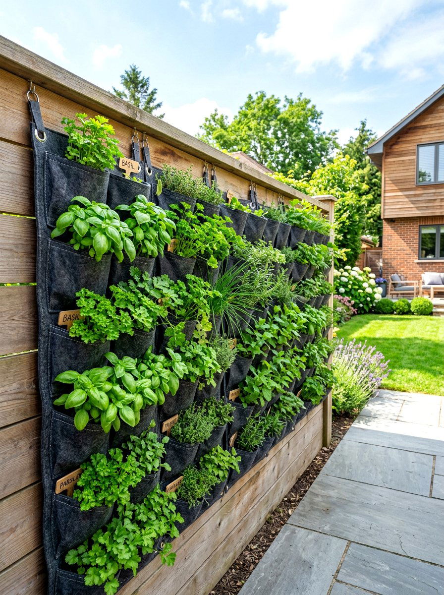Hanging Cloth Pocket - 30 fence planter ideas