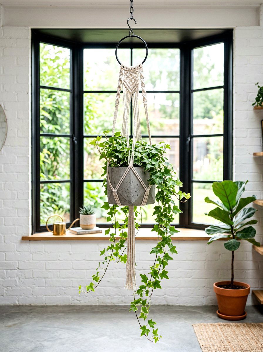 Hanging Concrete Plant Holder - 30 concrete planter ideas