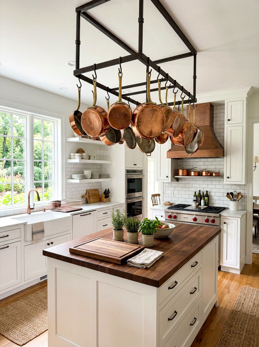 Hanging Copper Pots - 30 eclectic kitchen ideas