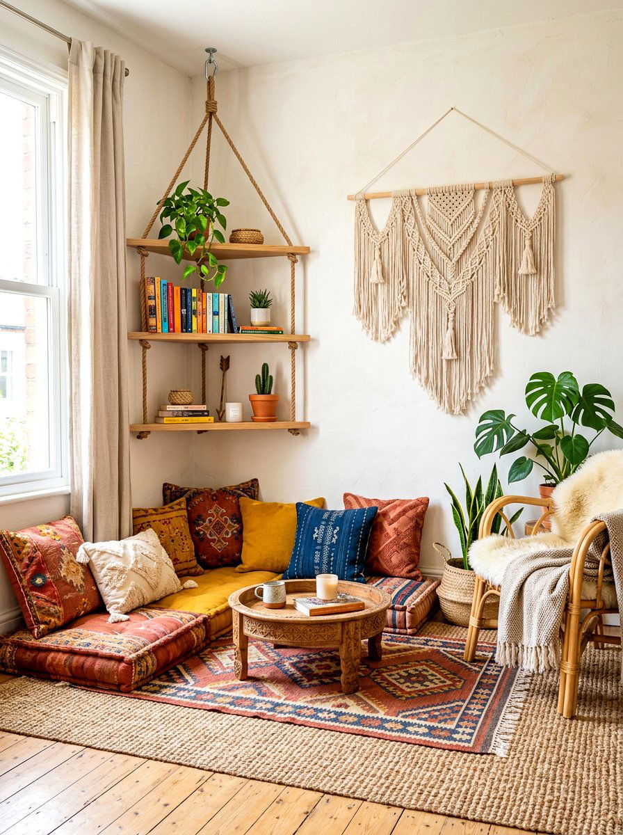 Hanging Corner Bookshelf - 30 corner bookshelf ideas