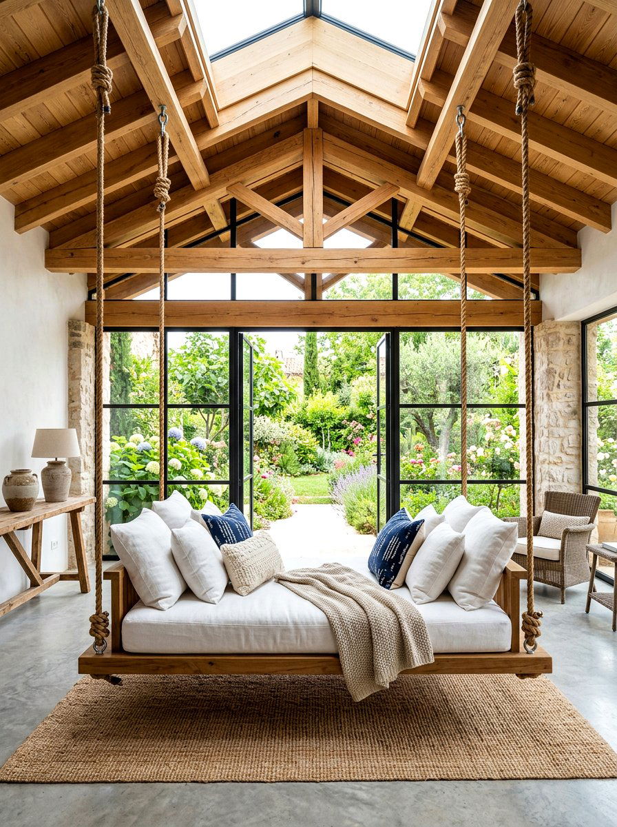 Hanging Daybed Swing - 30 sunroom seating ideas