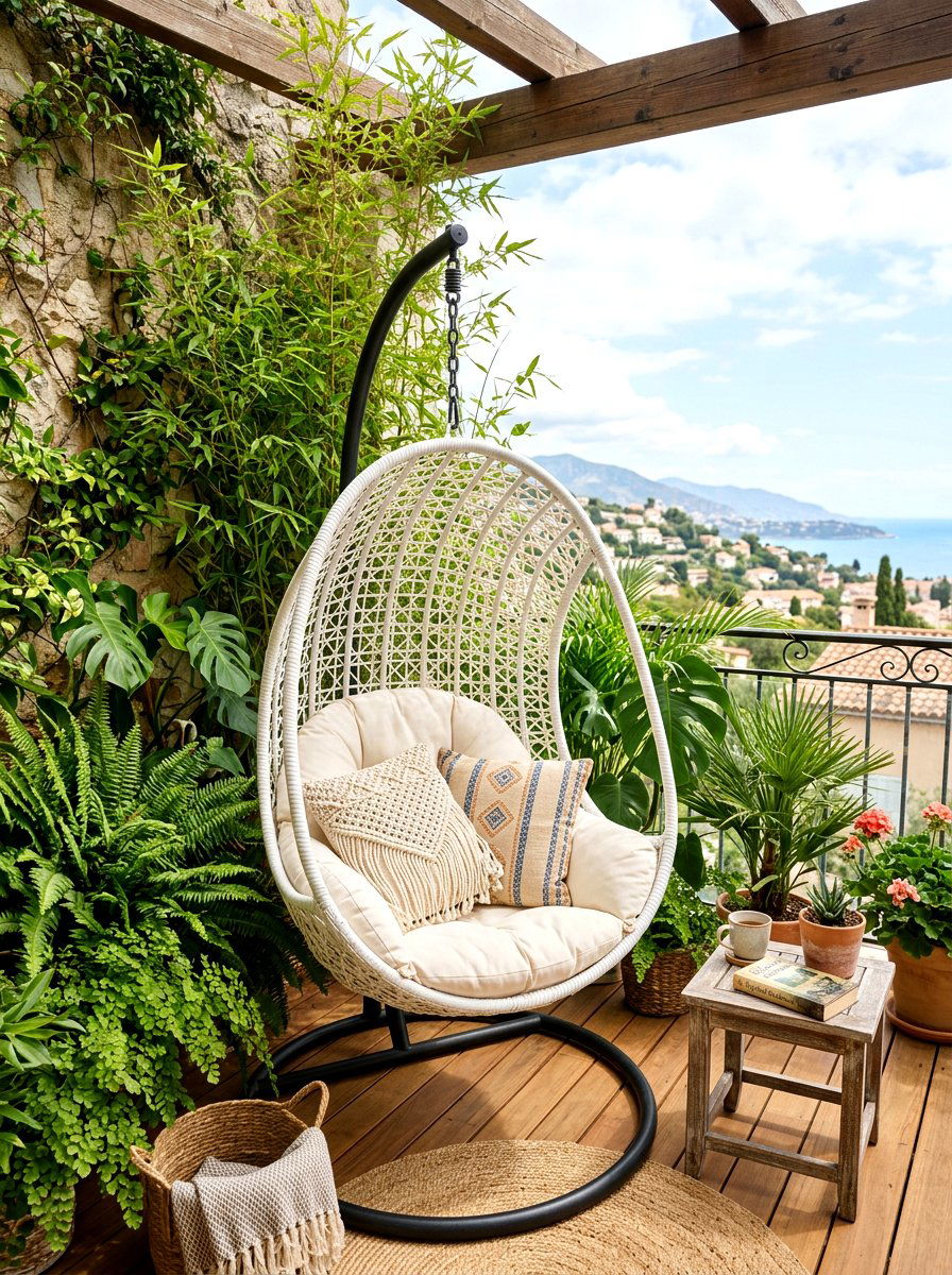 Hanging Egg Chair 1 - 30 terrace garden seating ideas
