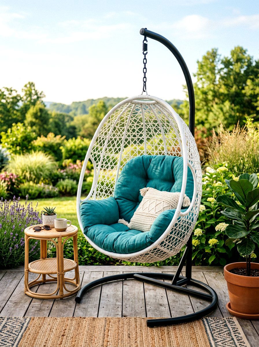 Hanging Egg Chair - 30 deck furniture ideas