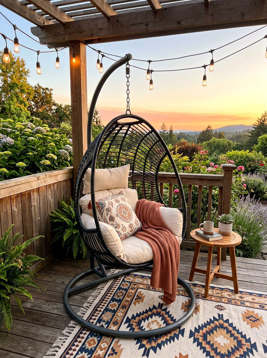 Hanging Egg Chair - 30 deck seating ideas