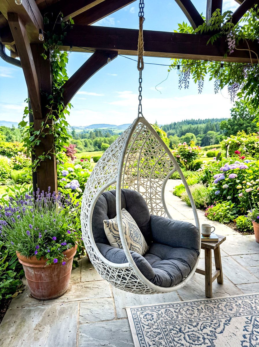 Hanging Egg Chair - 30 gazebo seating ideas
