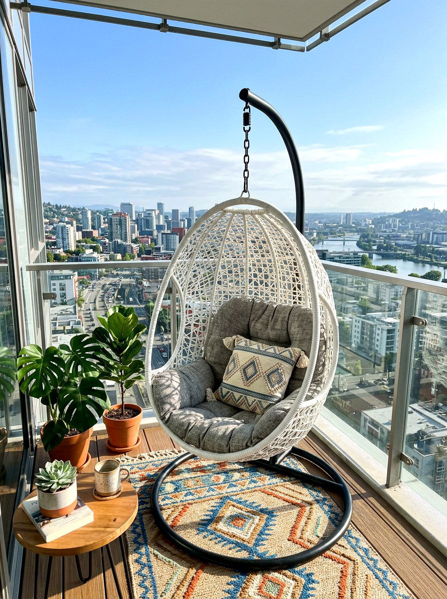 Hanging Egg Chair - 30 apartment patio ideas