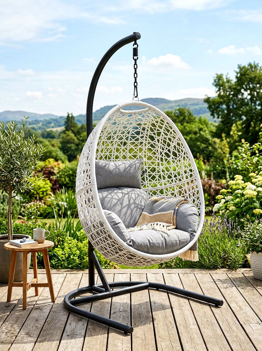 Hanging Egg Chair - 30 outdoor meditation corner ideas