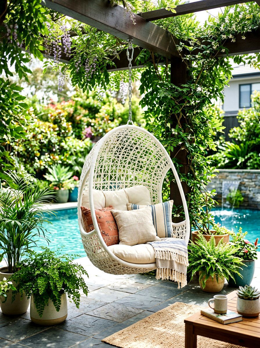 Hanging Egg Chair - 30 poolside furniture ideas
