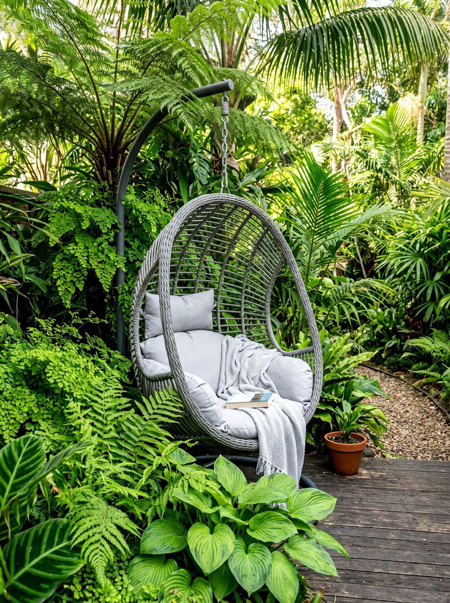 Hanging Egg Chair - 30 secret garden seating ideas