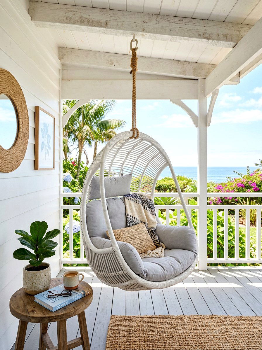 Hanging Egg Chair - 30 small space outdoor furniture ideas