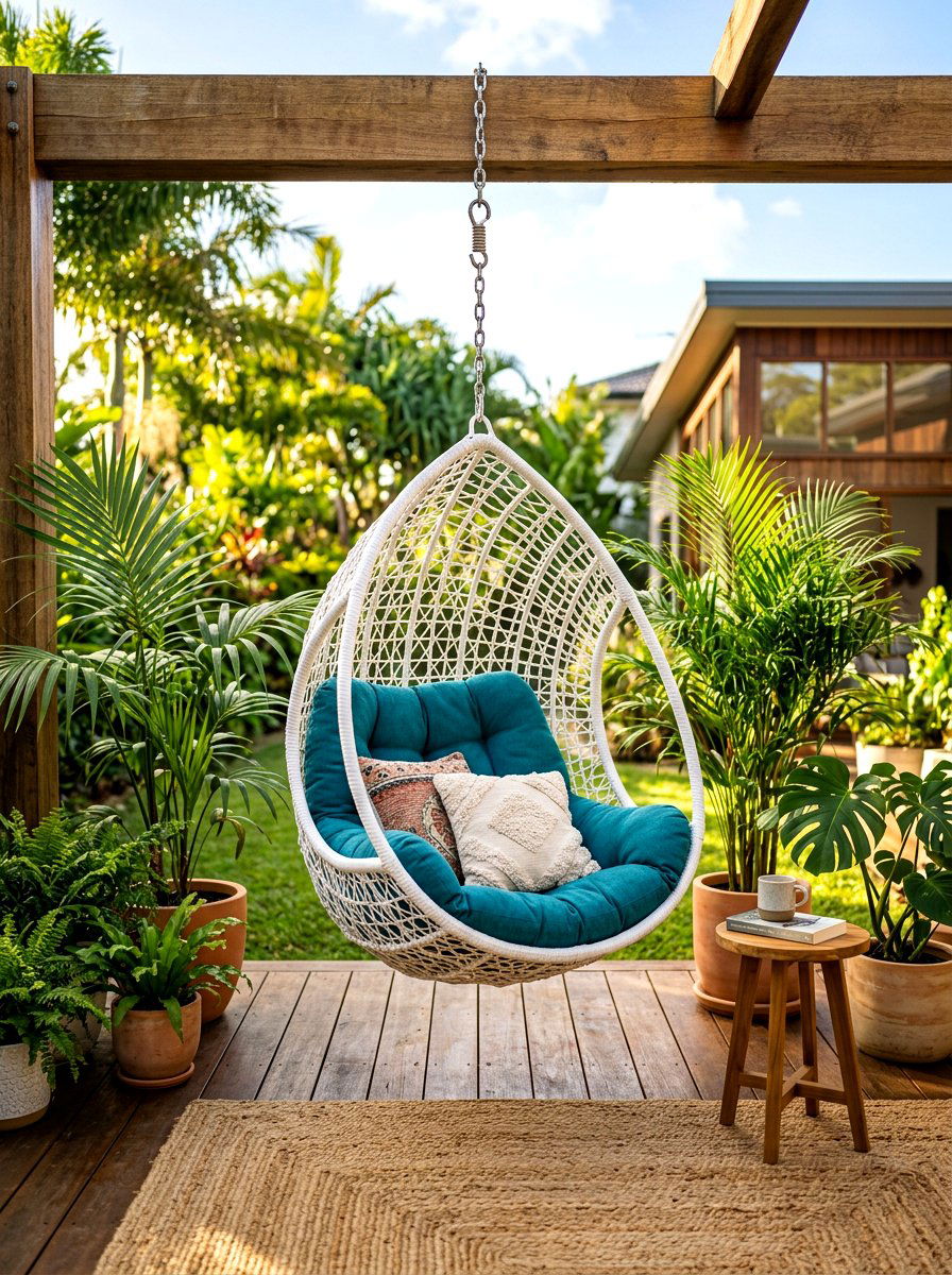 Hanging Egg Chair - 30 intimate patio ideas