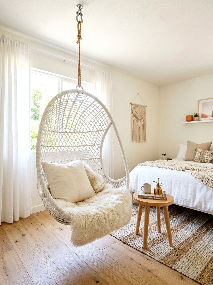 Hanging Egg Chair - 30 kids reading den ideas