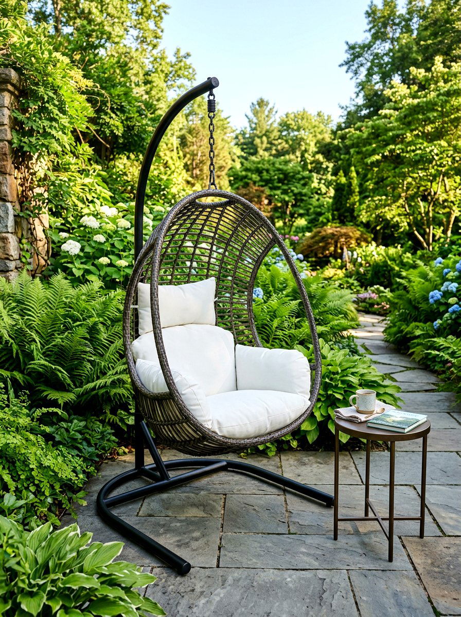 Hanging Egg Chair - 30 backyard reading nook ideas