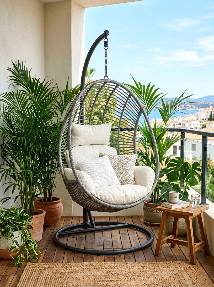 Hanging Egg Chair - 30 balcony furniture ideas
