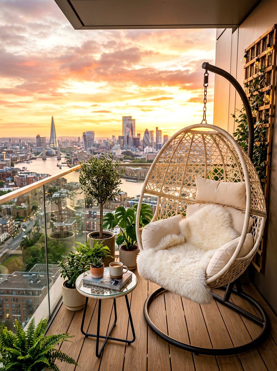 Hanging Egg Chair - 30 compact patio furniture ideas