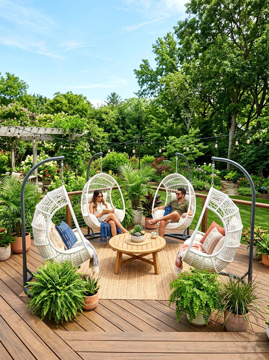 Hanging Egg Chair Circle - 30 backyard seating circle ideas