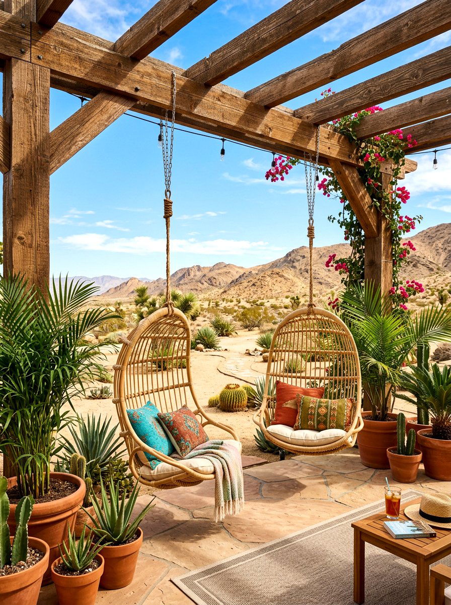 Hanging Egg Chairs - 30 desert patio ideas