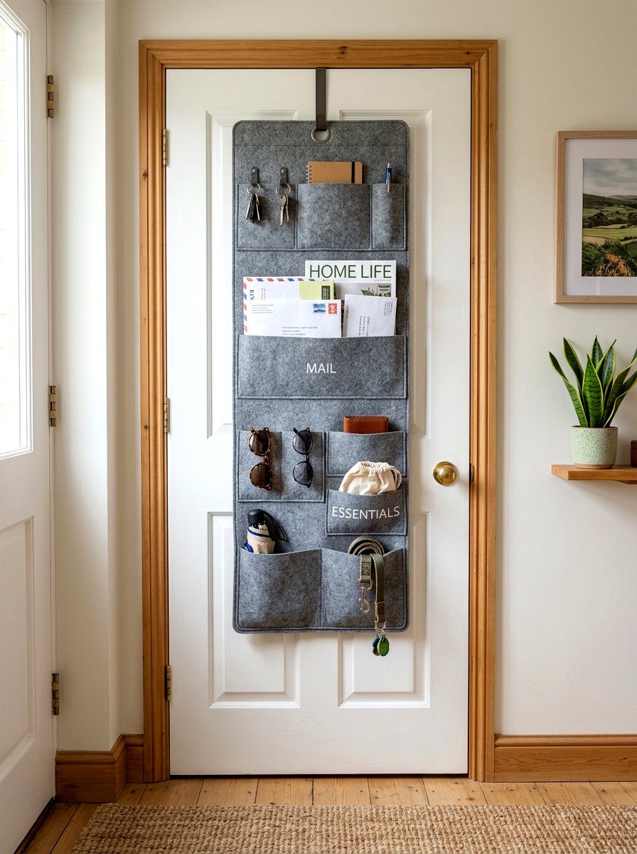 Hanging Entryway Pocket Organizer - 30 entryway storage ideas