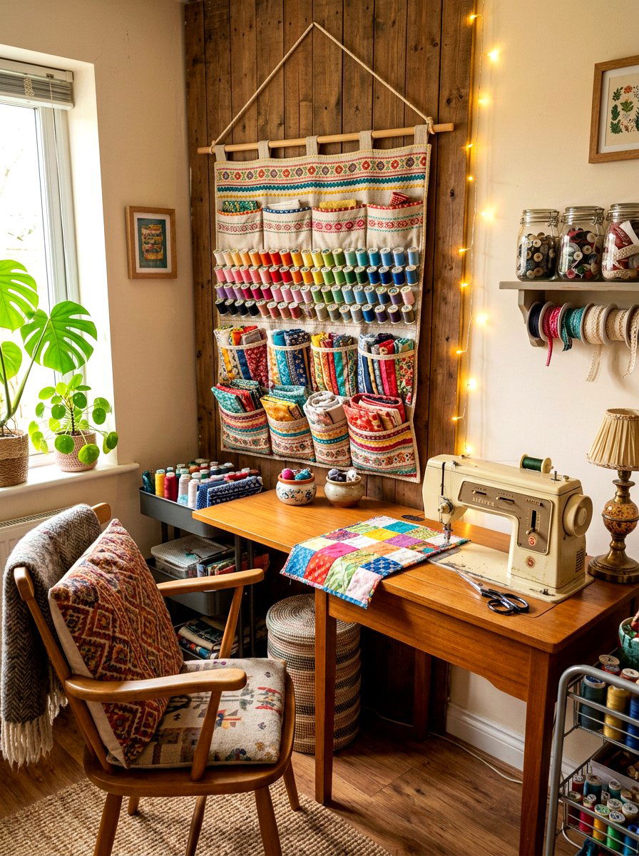 Hanging Fabric Pocket - 30 craft supply storage ideas