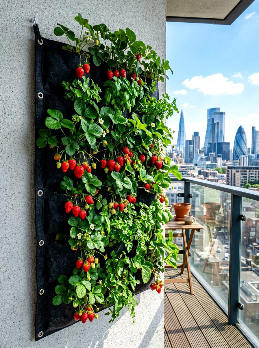 Hanging Felt Pockets - 30 vertical garden ideas