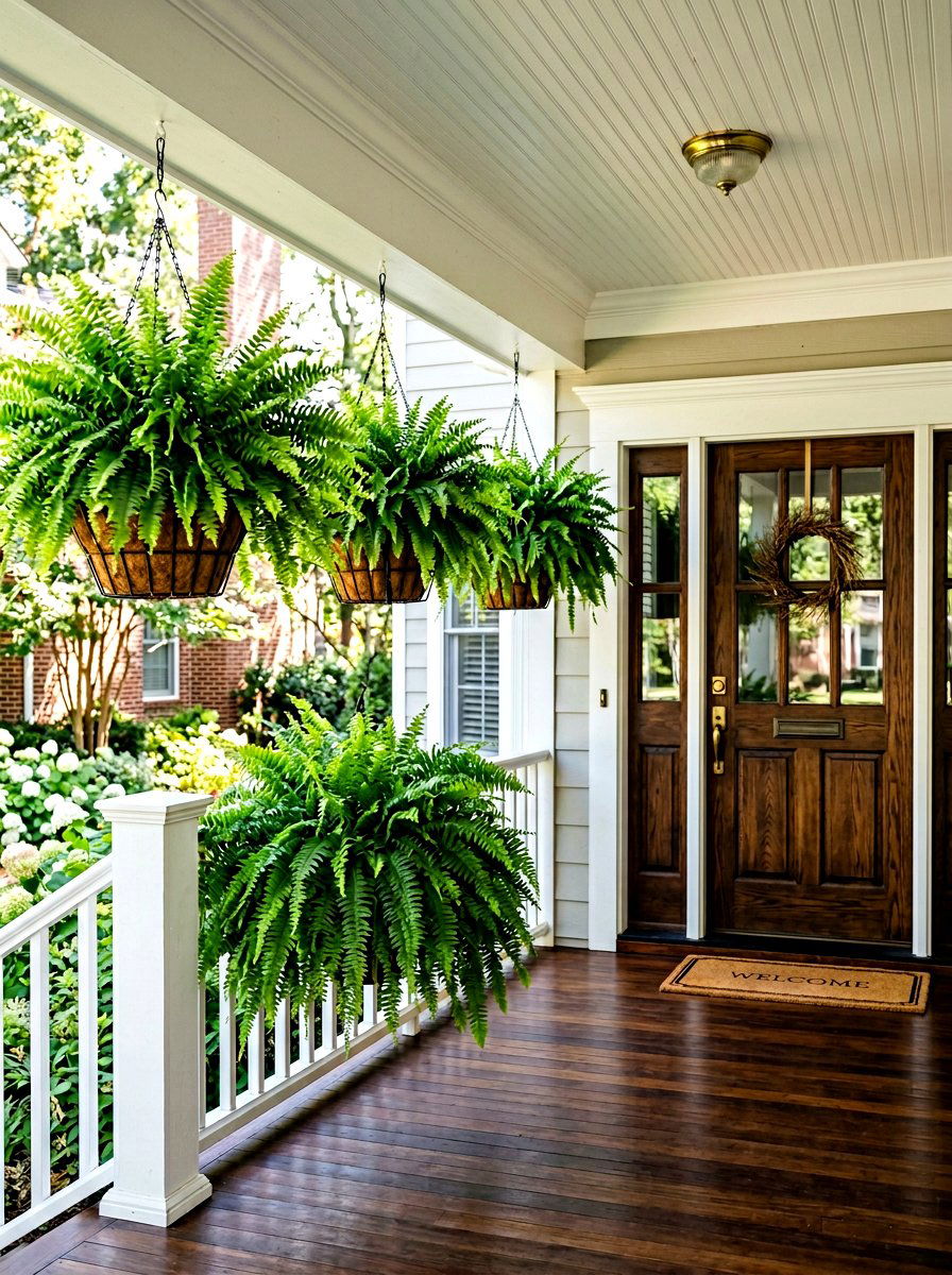 Hanging Fern Porch Decor - 30 tiny front porch ideas