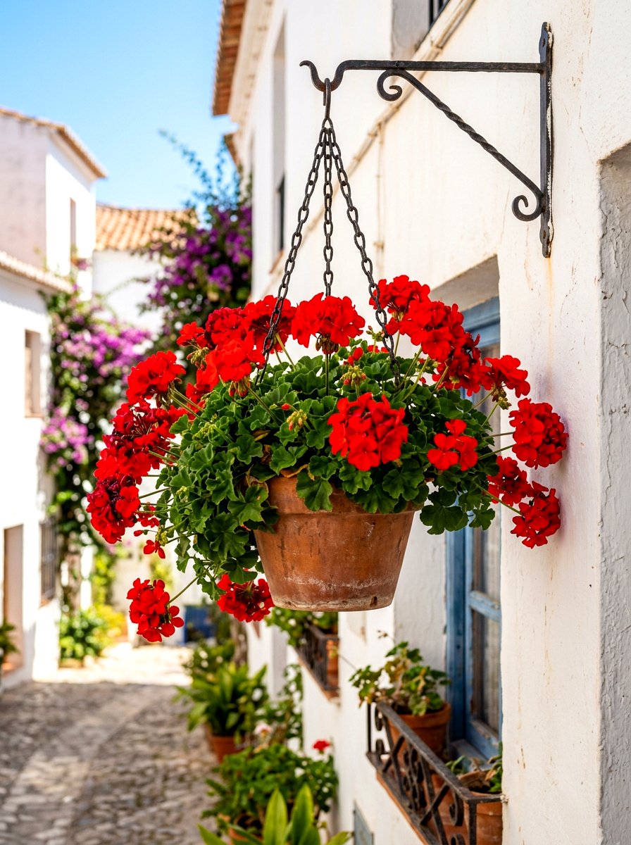 Hanging Flower Basket - 30 Spanish courtyard exterior ideas