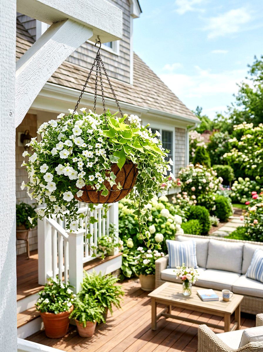 Hanging Flower Basket - 30 Nancy Meyers garden ideas