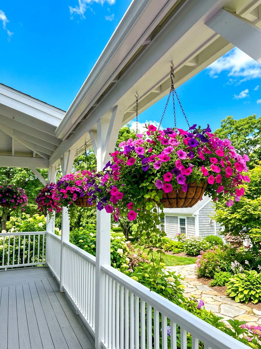 Hanging Flower Baskets - 30 spring front porch ideas