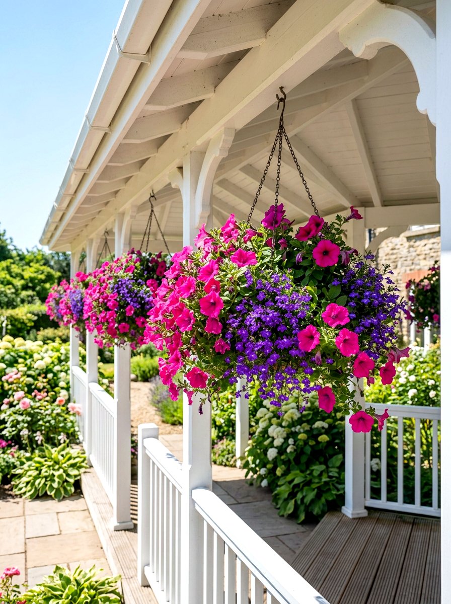 Hanging Flower Baskets - 30 front steps decor ideas