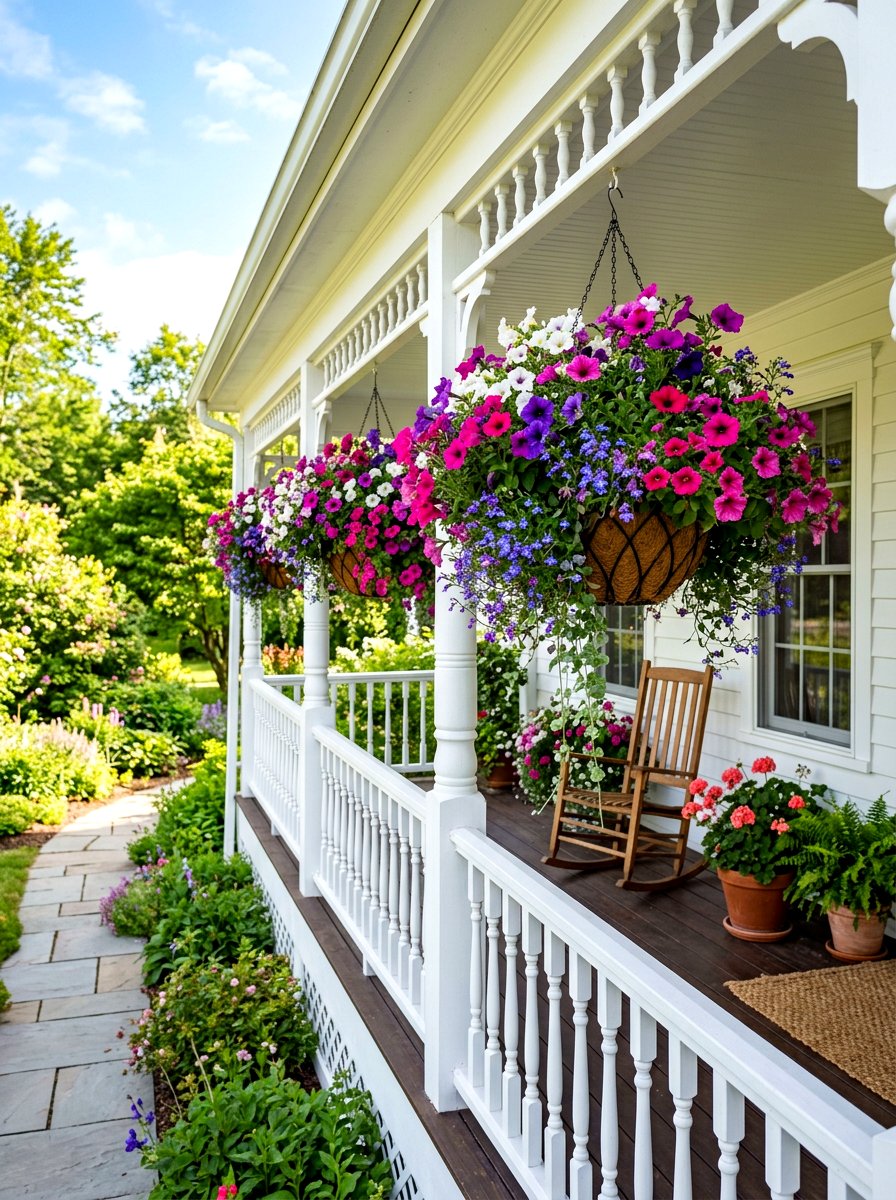 Hanging Flower Baskets - 30 outdoor garden decor ideas
