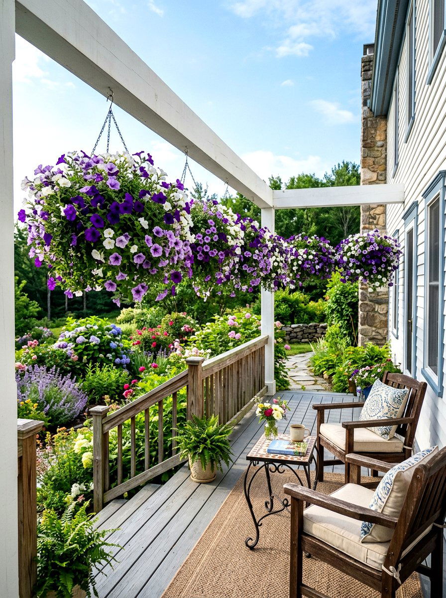 Hanging Flower Baskets For Privacy - 30 front porch privacy ideas