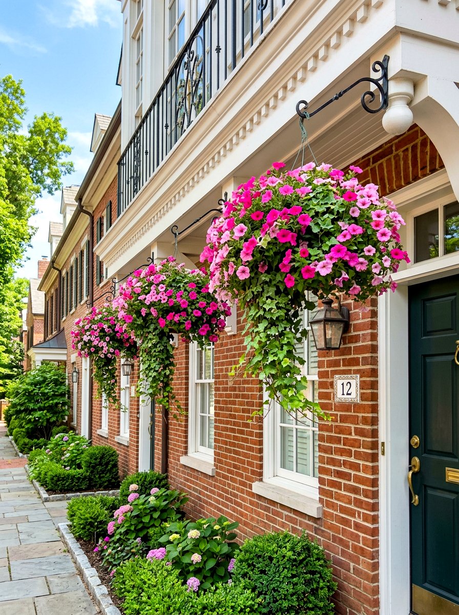 Hanging Flower Baskets For Townhouse - 30 townhouse stoop ideas