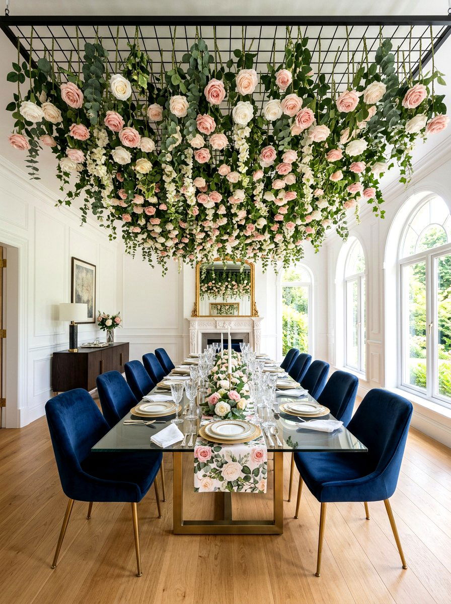 Hanging Flower Ceiling - 30 vintage floral ceiling ideas