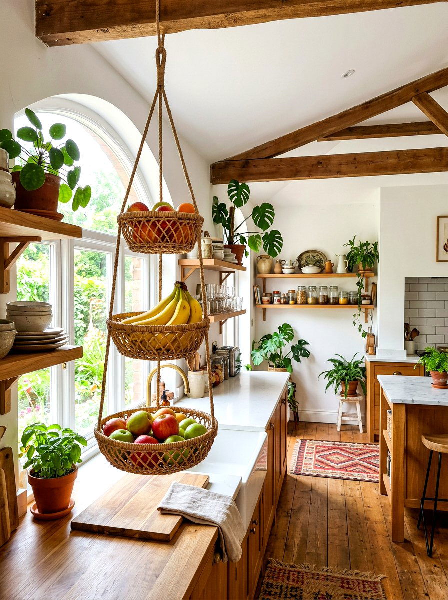 Hanging Fruit Basket - 30 micro kitchen storage ideas