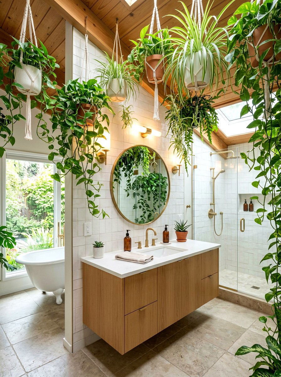 Hanging Garden Sanctuary - 30 bloomcore bathroom ideas