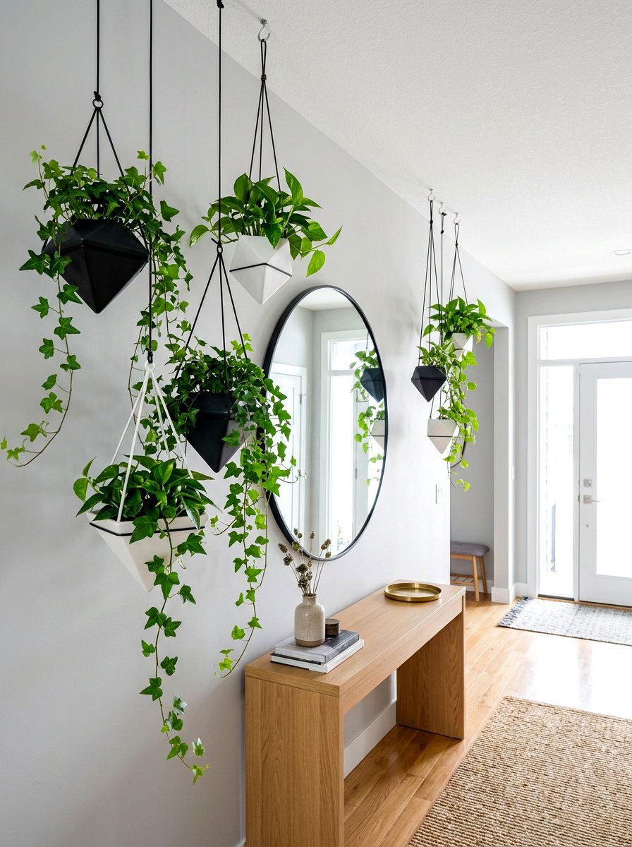 Hanging Geometric Ceramic Pot - 30 wall planter entryway ideas