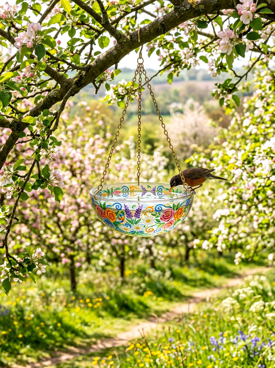 Hanging Glass Bird Bath - 30 bird bath ideas