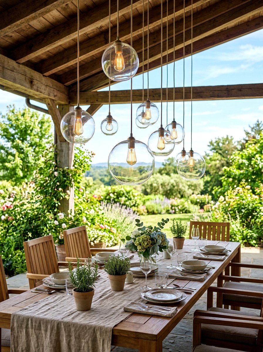 Hanging Glass Globes - 30 backyard lighting ideas