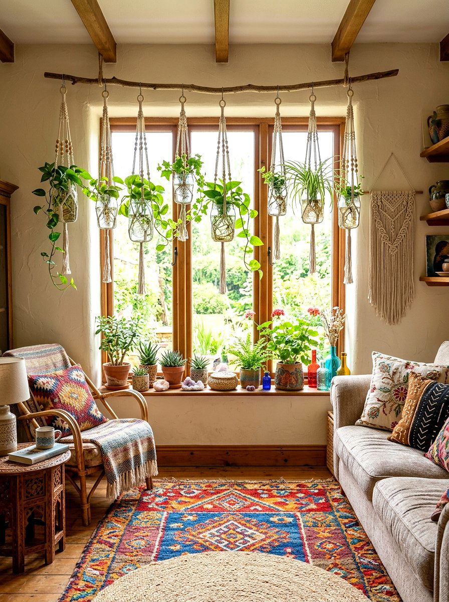 Hanging Glass Jars - 30 windowsill garden ideas