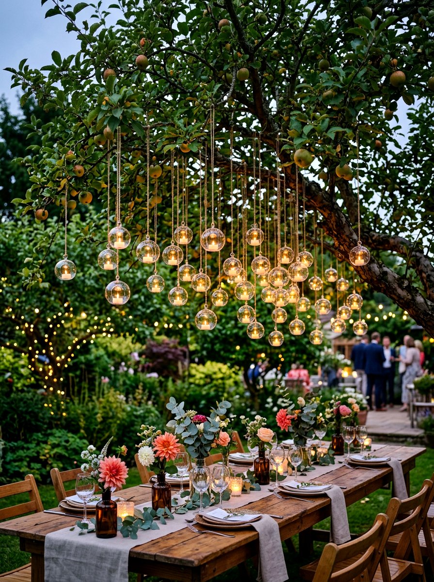 Hanging Glass Orb - 30 tree lighting ideas