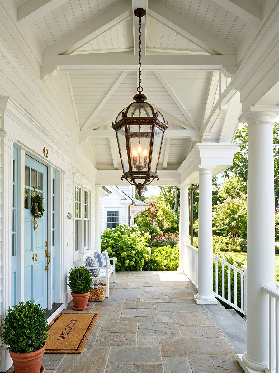 Hanging Glass Porch Pendant - 30 front porch lighting ideas