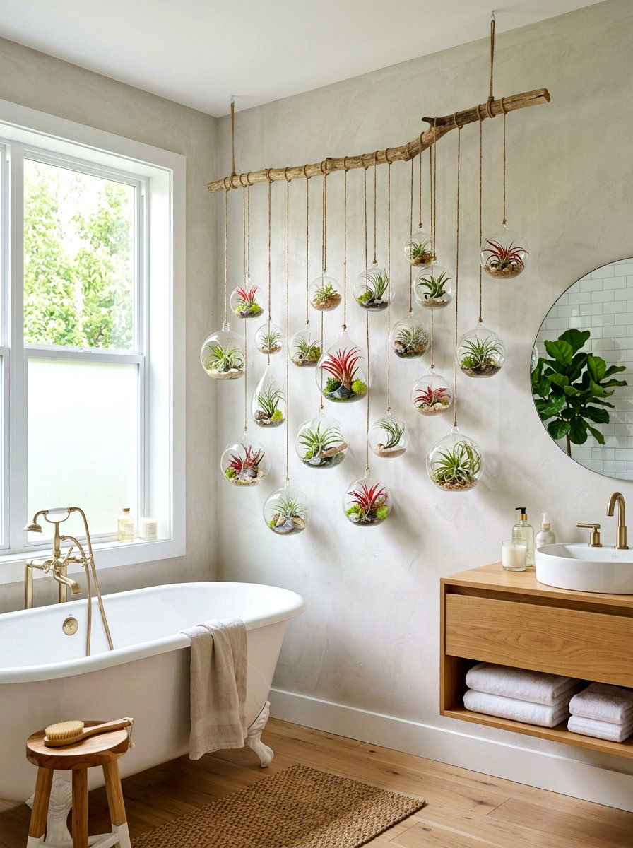 Hanging Glass Terrarium Wall - 30 indoor vertical garden ideas