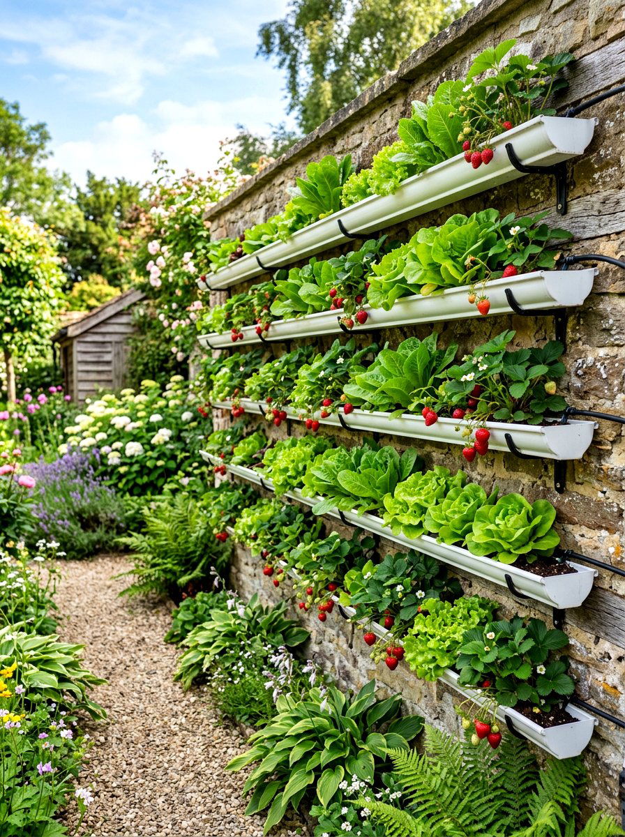 Hanging Gutter Wall Garden - 30 hanging wall garden ideas