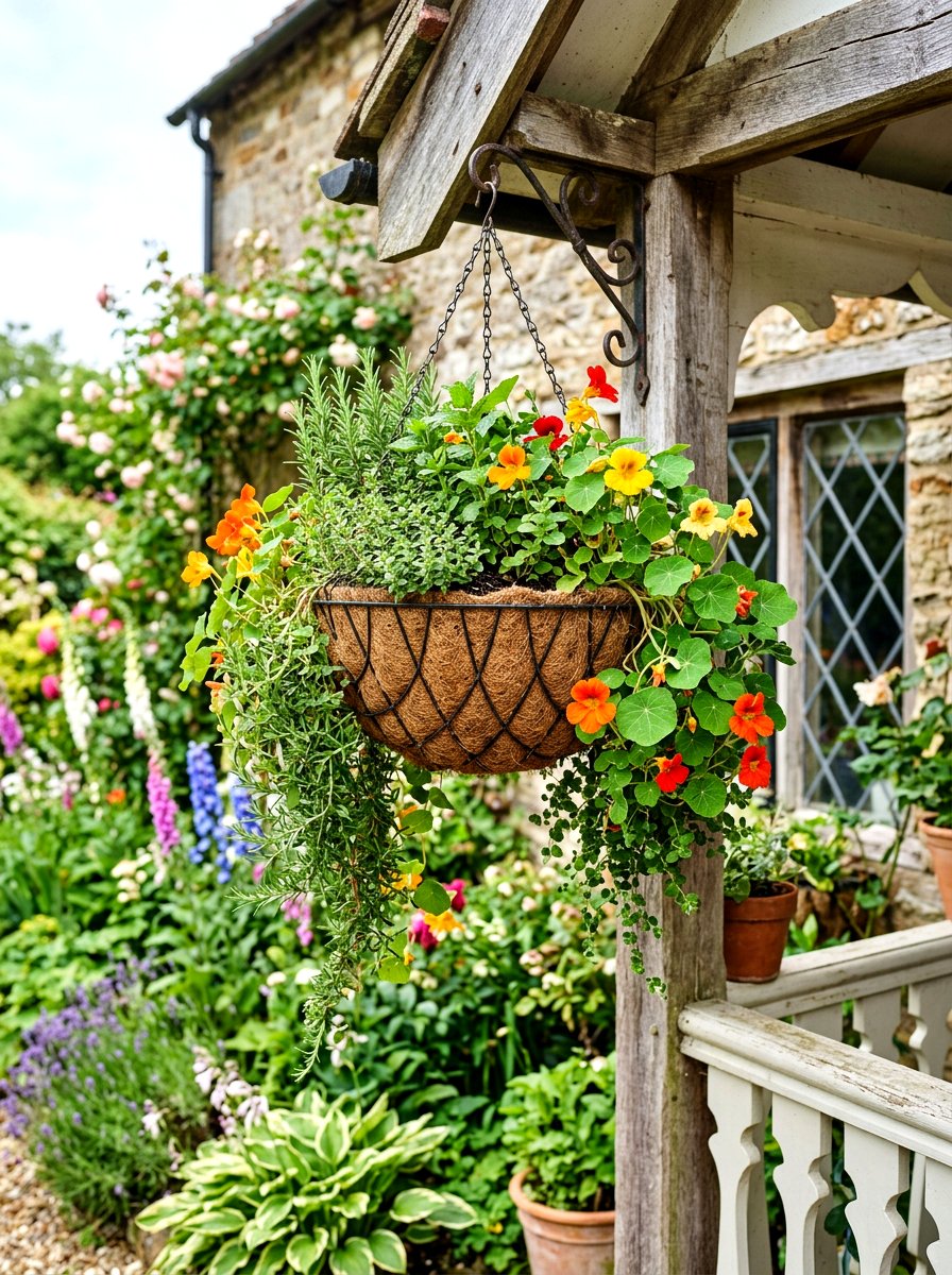 Hanging Herb Basket - 30 herb container garden ideas
