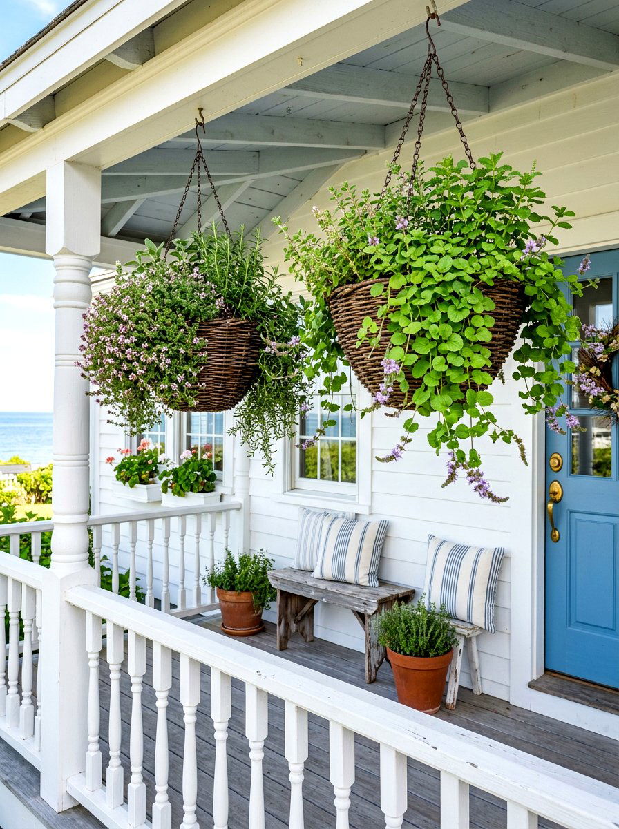 Hanging Herb Basket - 30 medicinal herb garden ideas